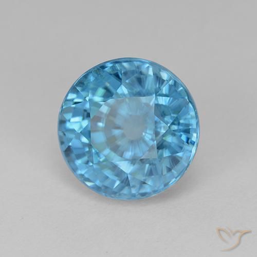 9,17 ctw natürlicher Cyan-Blau Zirkon, Runden, VVS