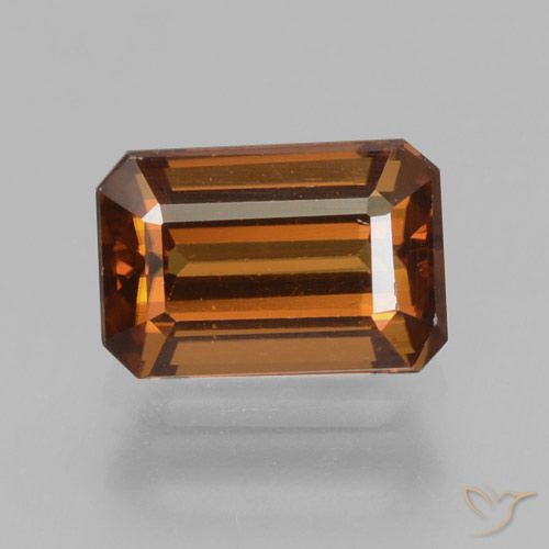 1.56ct Natürlicher Mitteldunkles Orange Zirkon, Smaragdschliff, VVS