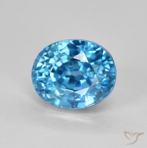 3.88ct Natürlicher Azurblau Zirkon, Oval, VS