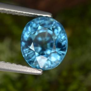 3,49 ctw natürlicher blauer Zirkon, Oval Schliff, VS