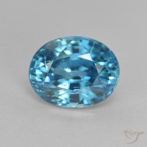 3.40ct Natürlicher Yale Blue Zirkon, Oval, VVS