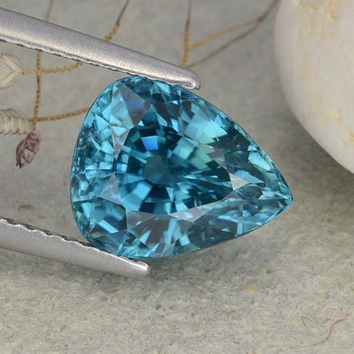 4.54ct Natürlicher Helles Preußischblau Zirkon, Birnenform, VVS