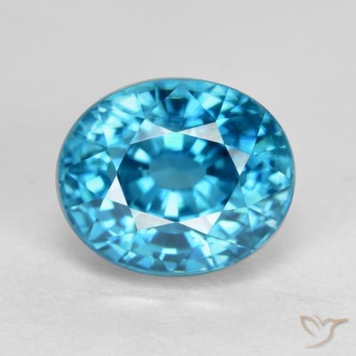 5.74ct Natürlicher Elektrisches Blau Zirkon, Oval, VVS