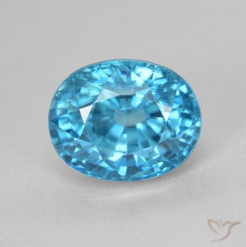 5.24ct Natürlicher Elektrisches Azurblau Zirkon, Oval, VVS