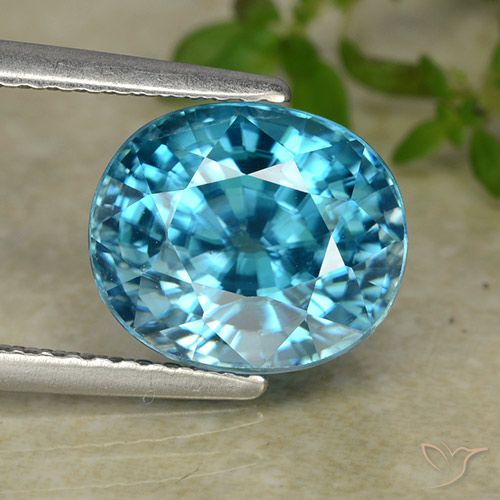 5.86ct Natürlicher Elektrisches Azurblau Zirkon, Oval, VVS