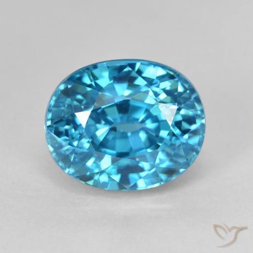 5.88ct Natürlicher Mittelblau Zirkon, Oval, VVS