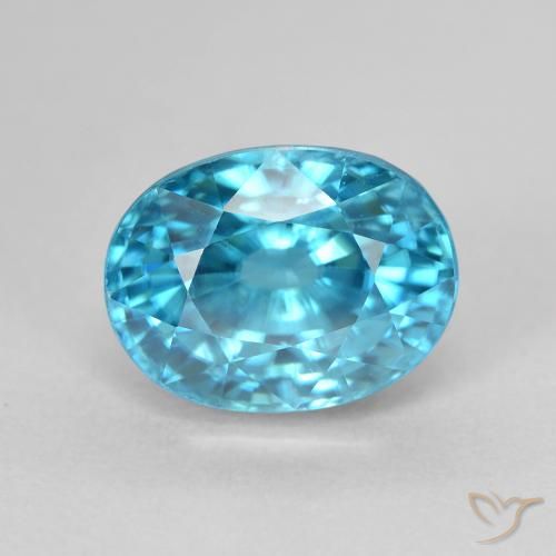 5,84 ctw natürlicher blauer Zirkon, Oval Schliff, VVS-VS