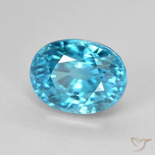 5,84 ctw natürlicher blauer Zirkon, Oval Schliff, VVS-VS