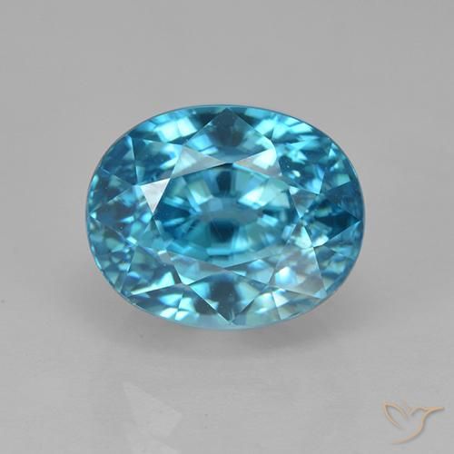 5.86ct Natürlicher Elektrisches Azurblau Zirkon, Oval, VVS