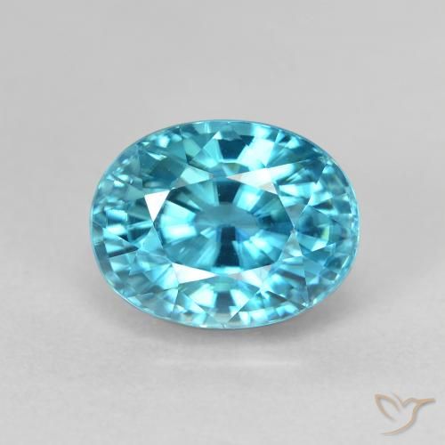 4.98ct Natürlicher grünlich-blau Zirkon, Oval, VVS