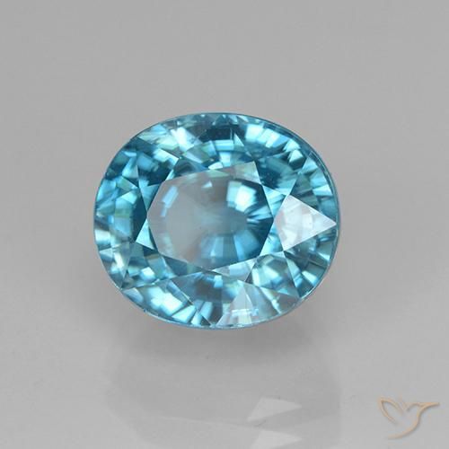 9,17 ctw natürlicher Intensives Silber Aqua-Blau Zirkon, Oval, VVS