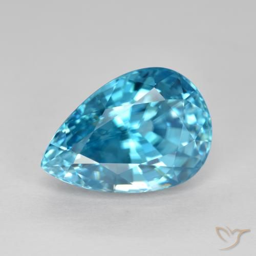 6.80ct Natürlicher Wasserblau Zirkon, Birnenform, VVS