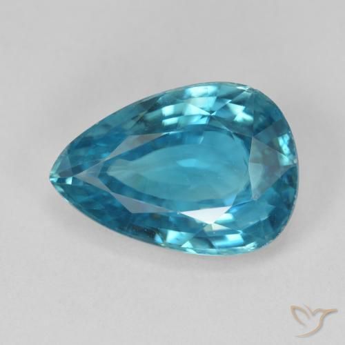 8.06ct Natürlicher Mittelblau Zirkon, Birnenform, VVS