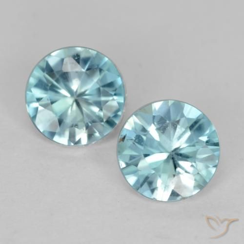 0.88ctw Natürlicher Hellgrünliches Blau Zirkon, Runden, VVS-VS