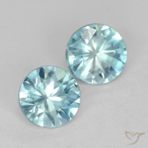 0.88 ct natürliche Hellgrünliches Blau Zirkon-Edelsteine, Runden, VVS-VS
