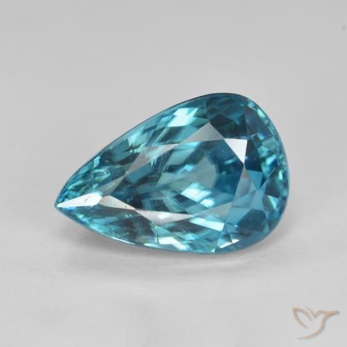 9,17 ctw natürlicher Intensives Silber Aqua-Blau Zirkon, Birnenform, VVS-VS