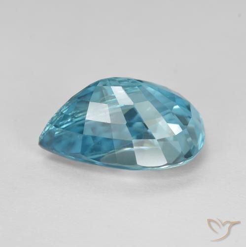 9,17 ctw natürlicher Intensives Silber Aqua-Blau Zirkon, Birnenform, VVS-VS
