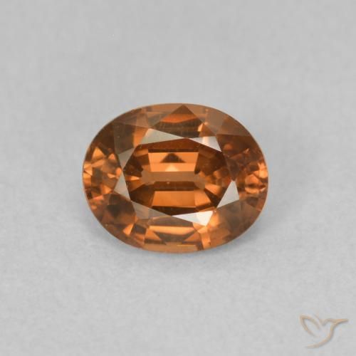 0.87ct Natürlicher Medium Dark-Orange Zirkon, Oval, VVS-VS