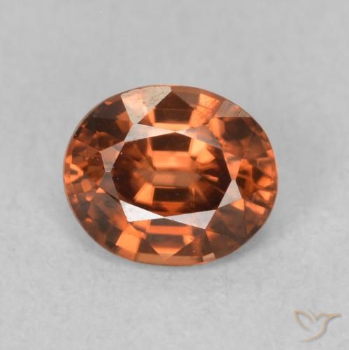0.92ct Natürlicher Medium Dark-Orange Zirkon, Oval, VVS-VS