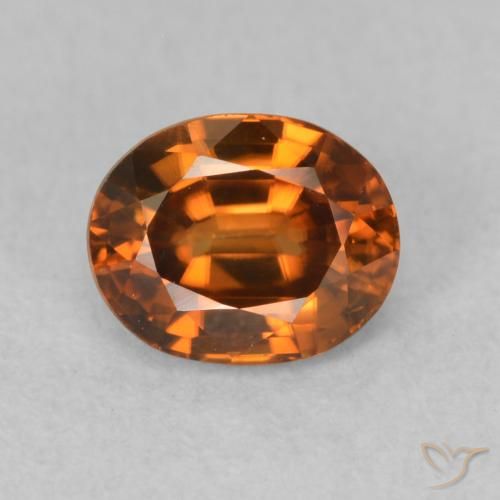 1.07ct Natürlicher Tiefes bräunliches Orange Zirkon, Oval, VVS-VS, Photo A