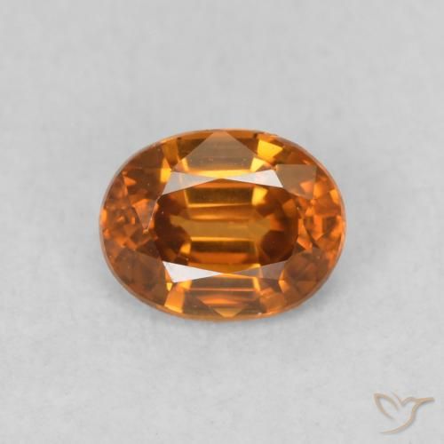 0.60ct Natürlicher tieforange Zirkon, Oval, VVS-VS