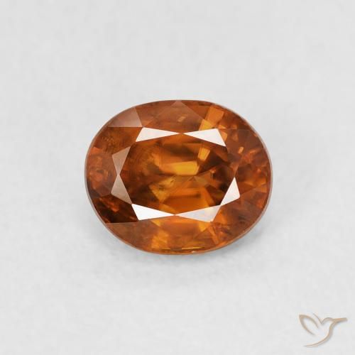 1.00ct Natürlicher Medium Dark-Orange Zirkon, Oval, VS, Photo A