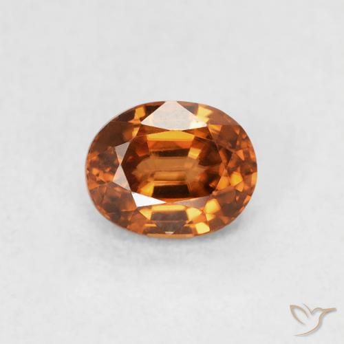 0.67ct Natürlicher Medium Dark-Orange Zirkon, Oval, VVS