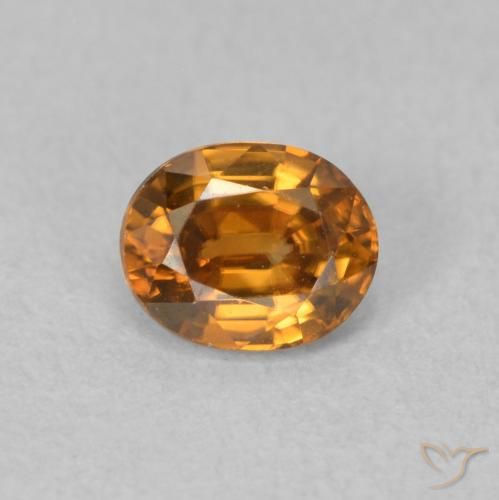 1.02ct Natürlicher Mittelorange Zirkon, Oval, VVS, Photo A