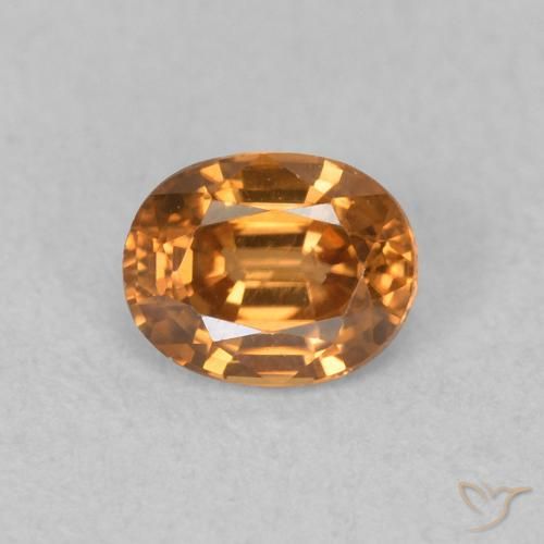 0.65ct Natürlicher Mittelorange Zirkon, Oval, VVS