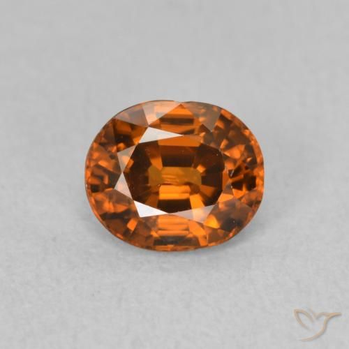 0.99ct Natürlicher Medium Dark-Orange Zirkon, Oval, VVS-VS