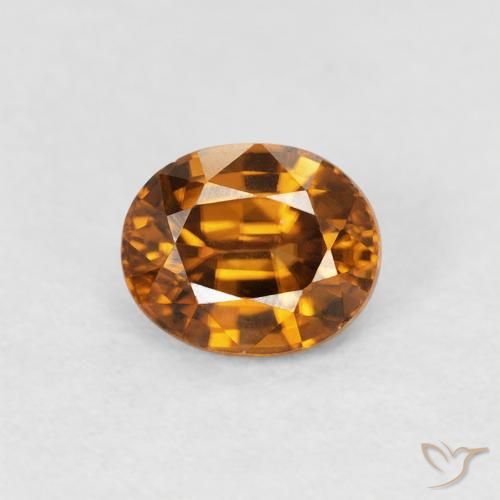 1.00ct Natürlicher Mittelorange Zirkon, Oval, VVS-VS