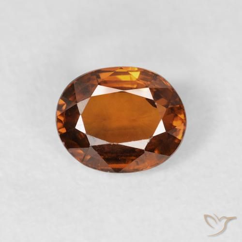 0.98ct Natürlicher Medium Dark-Orange Zirkon, Oval, VVS-VS