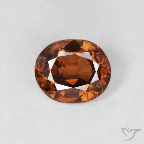 0.99ct Natürlicher Tiefes bräunliches Orange Zirkon, Oval, VS