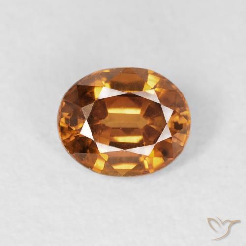 1.00ct Natürlicher Mittelorange Zirkon, Oval, VVS-VS