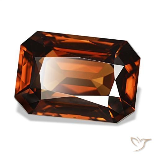 8,23 ctw natürlicher orangefarbener Zirkon, Smaragdschliff, VVS