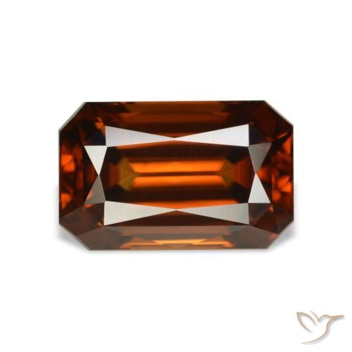 5.29ct Orangefarbener Zirkon, Smaragdschliff, VVS
