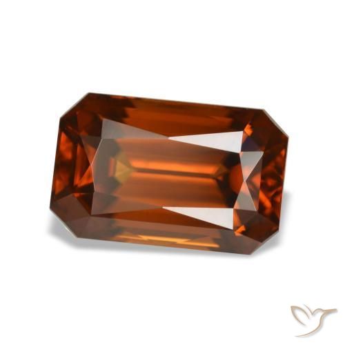 5,29 ctw natürlicher orangefarbener Zirkon, Smaragdschliff, VVS