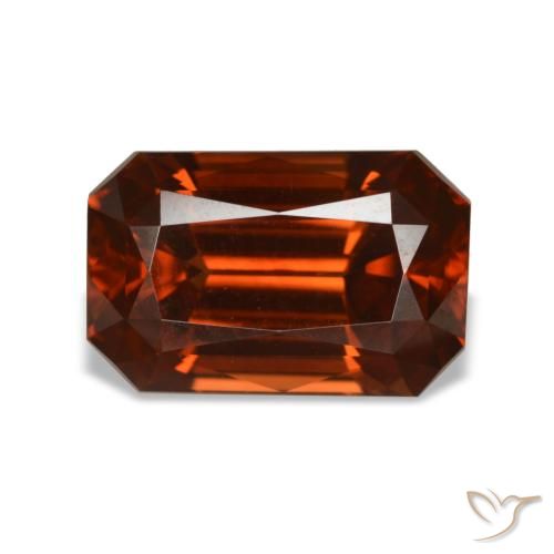 6,24 ctw natürlicher orangefarbener Zirkon, Smaragdschliff, VVS