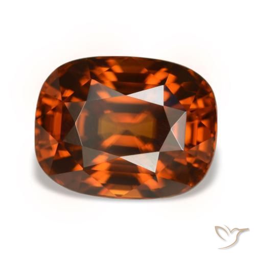 5,05 ctw natürlicher orangefarbener Zirkon, Kissenschliff, VVS