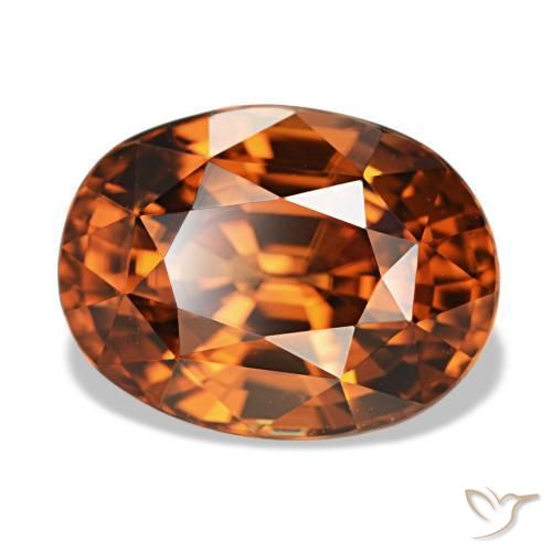 5,12 ctw natürlicher orangefarbener Zirkon, Oval Schliff, VVS